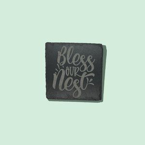 Bless Our Nest - Square Slate Coaster